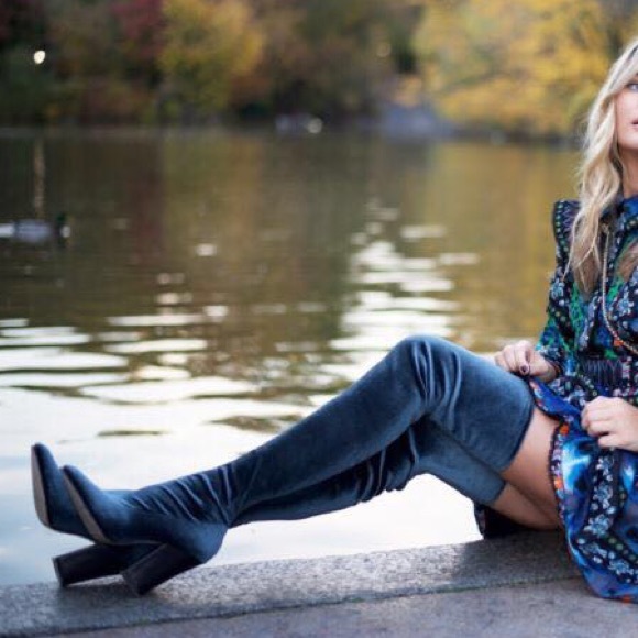 ZARA BLOGGERS FAV OVER THE KNEE VELVET BOOTS BRAND NEW WITH TAGS US 6.5 EUR 37 - Picture 11 of 14